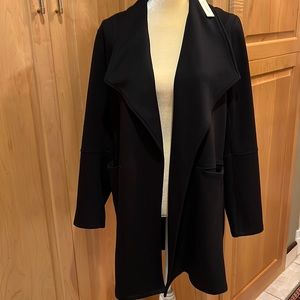 Max studio duster coat open front two deep pockets, size large black